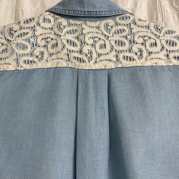 Anthropologie Lace + Chambray Blouse - Picture 5 of 7
